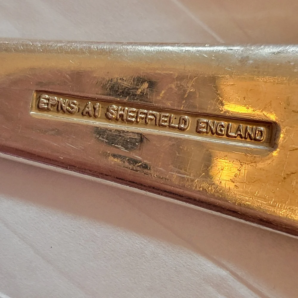 Vintage Sheffield England EPNS A1 Silverplated Large Serving Fork 5-tine Unique!